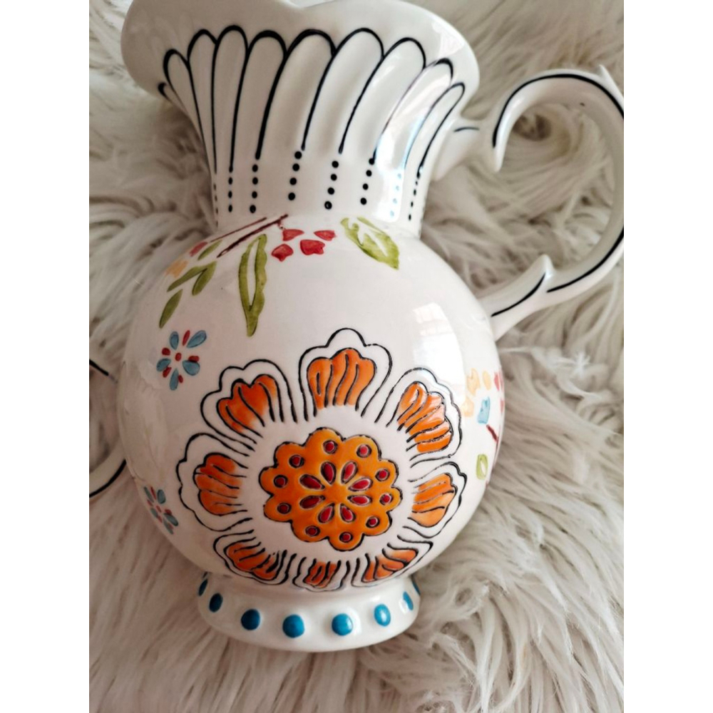 Anthropologie Dutch Wax coastline imports hand-painted Floral Teapot & Pitcher - Picture 5 of 8